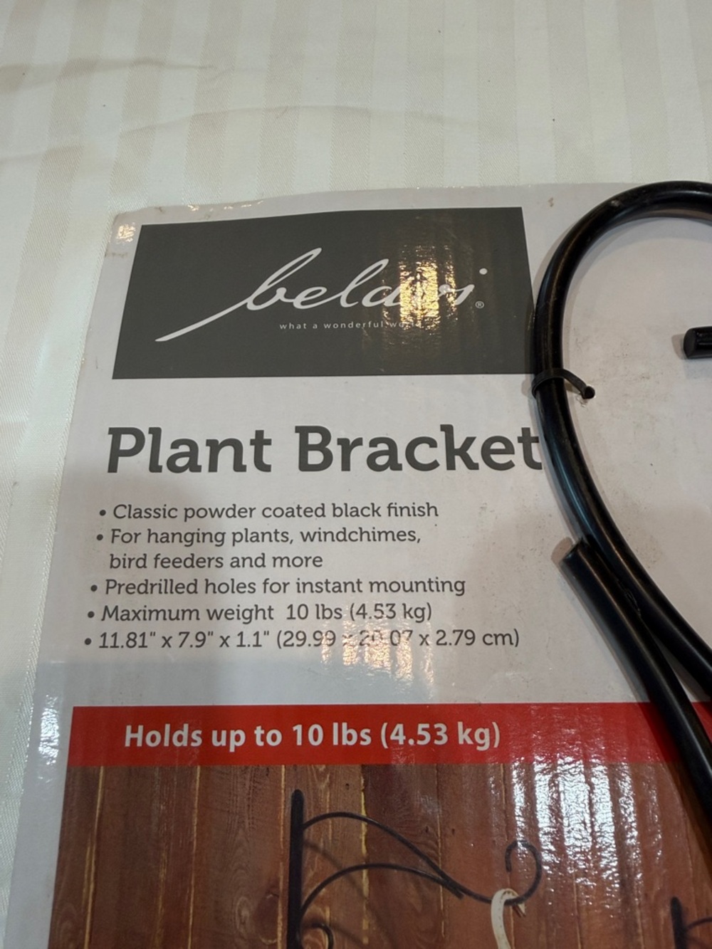 Black Plant Bracket - Decorative Outside Wall Hook for Hanging Baskets - Picture 3 of 5